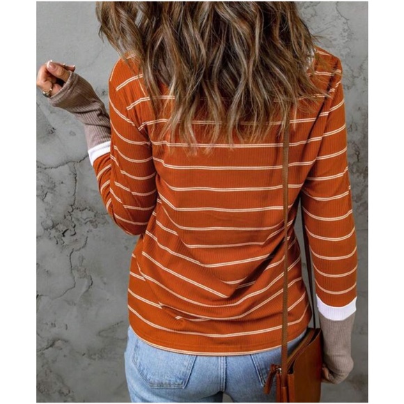 033 Cozy Stripe Color Block Knit Top - Picture 3 of 7